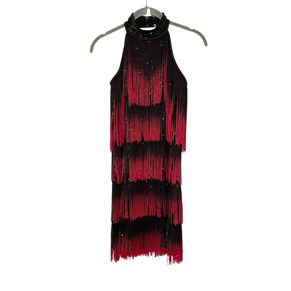 Weissman Dancewear Fringe Red Sequin Dress Dance Costume Flapper Jazz Ombre 4/6 - Picture 1 of 8